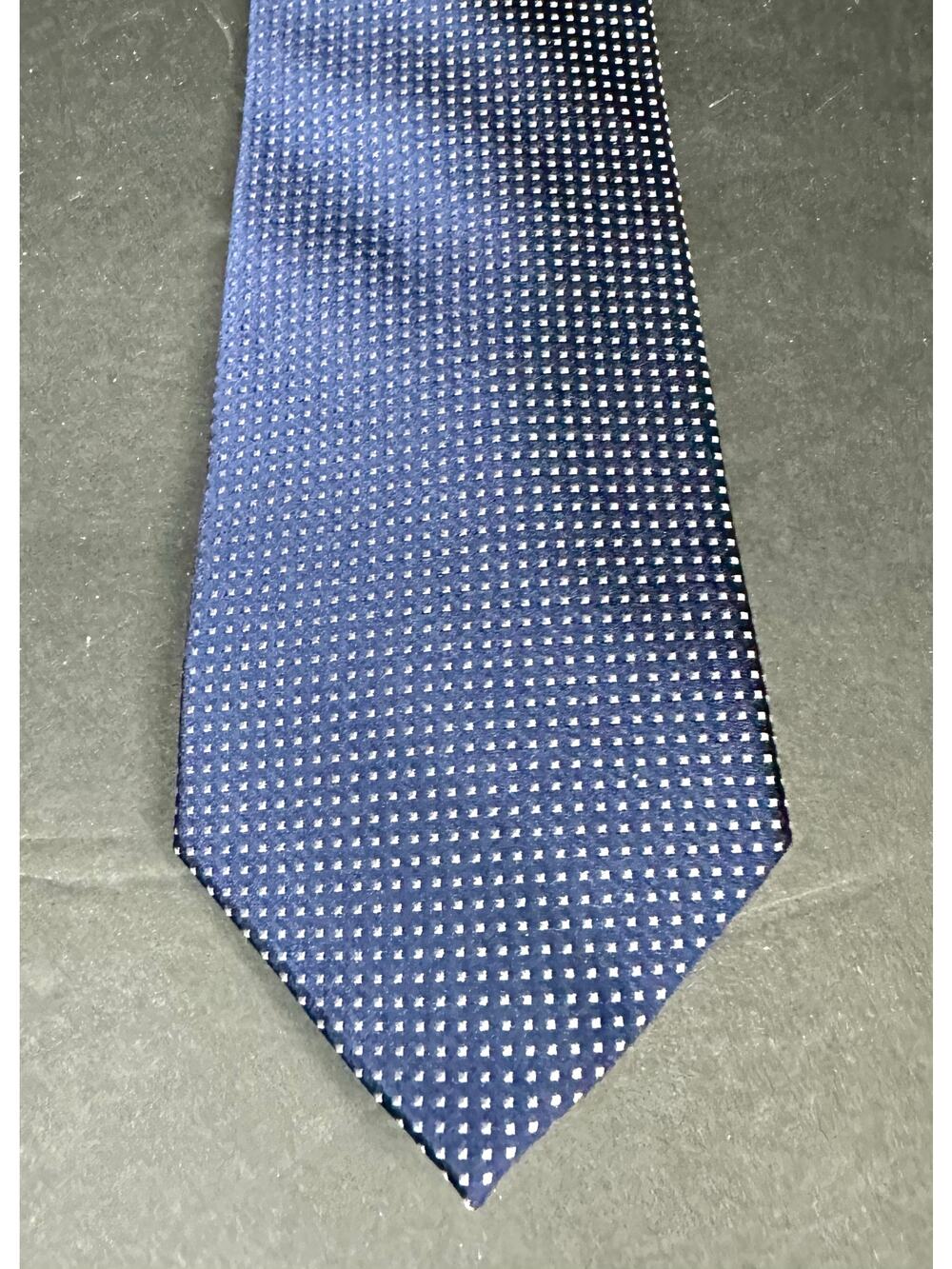 Navy Geometric Tie Saks Fifth Avenue Blue Gray Geometric 100% Silk